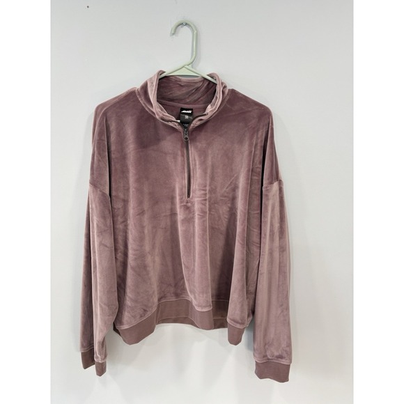 Mauve Half-Zip Velour Pullover AVIA Soft Size 2XL Women's Sweater - Picture 4 of 6
